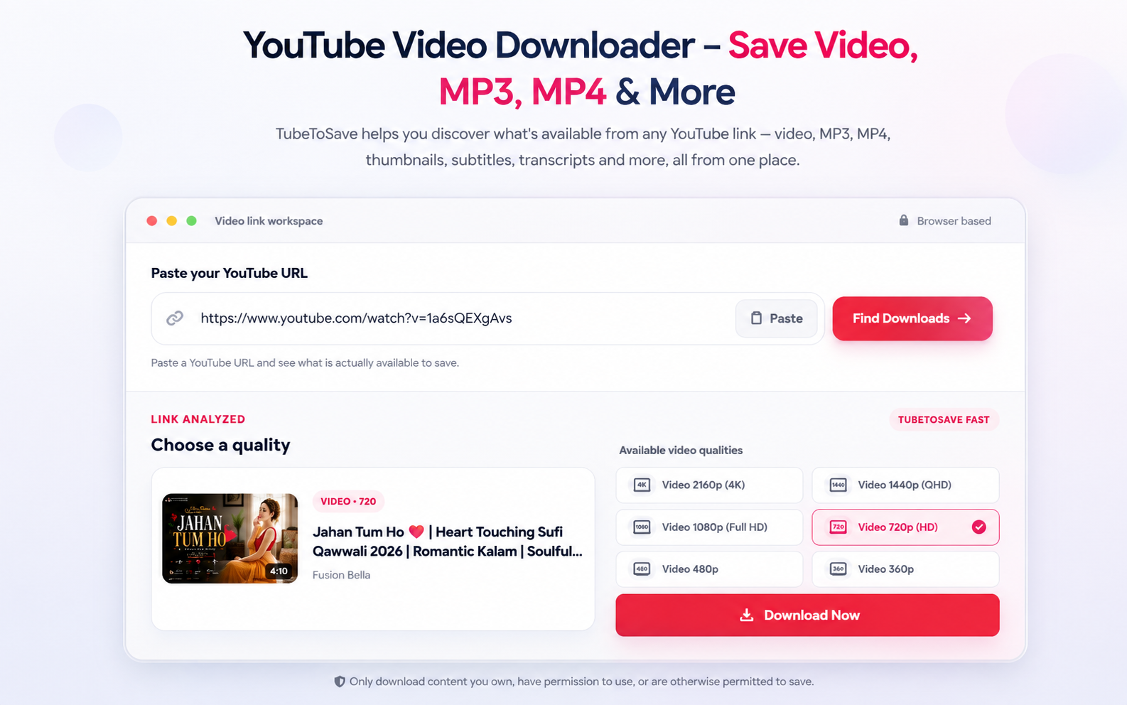 Save YouTube Video, MP4 and MP3